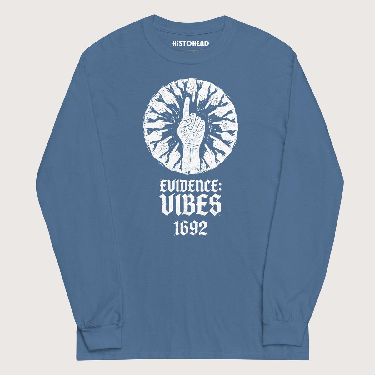 Indigo Blue 1692 Salem Witch Trials Evidence - Long Sleeve - history buff gift by HistoHead