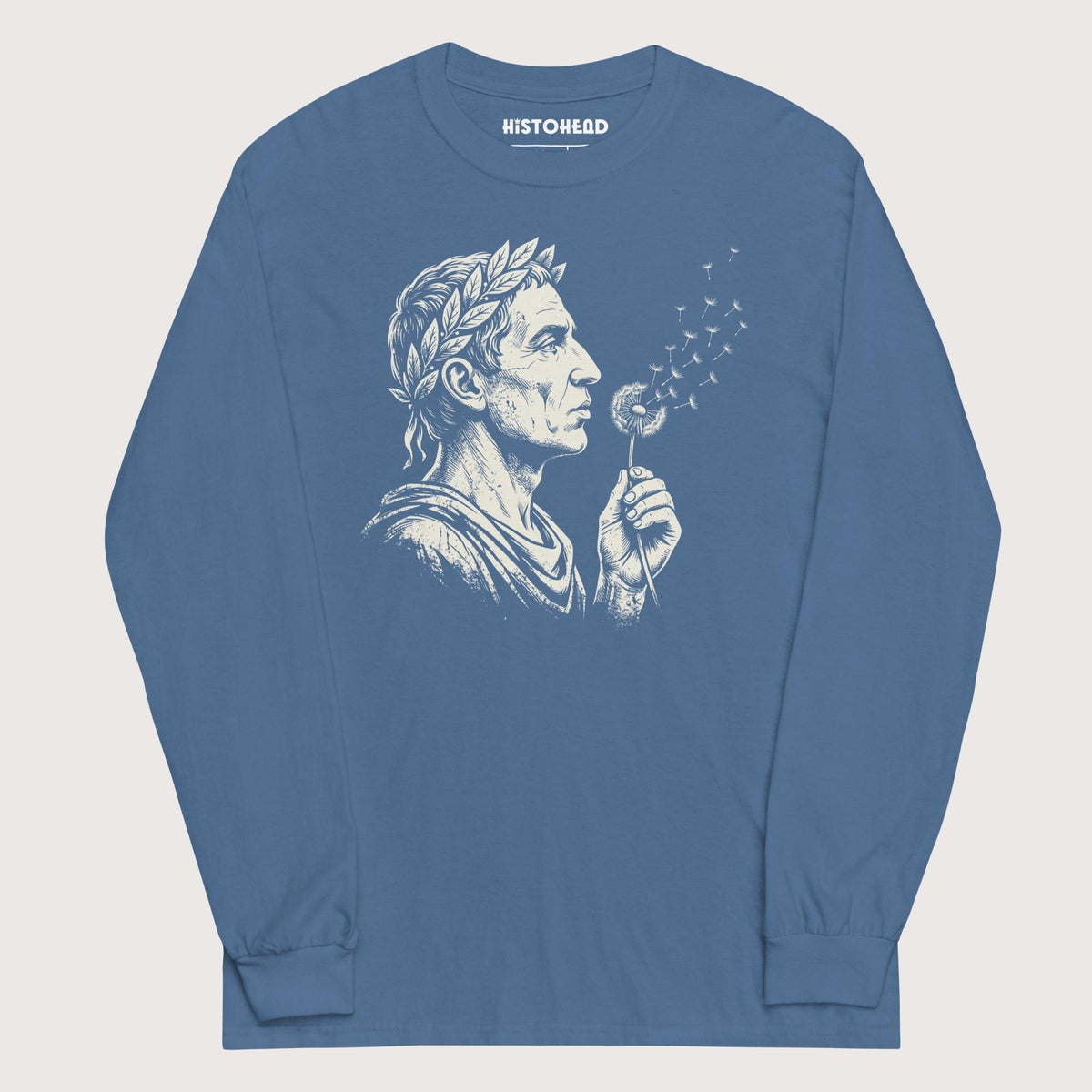 Indigo Blue Caesar Blowing Wishes - Long Sleeve - history buff gift by HistoHead