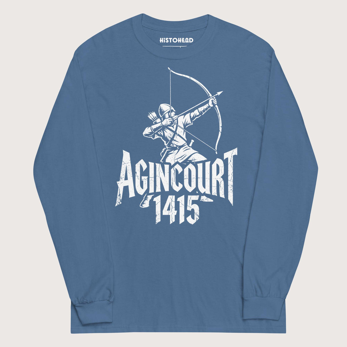 Indigo Blue Agincourt 1415 Longbowman - Long Sleeve - history buff gift by HistoHead