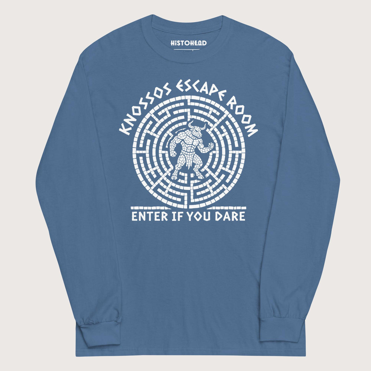 Indigo Blue Knossos Escape Room Enter If You Dare - Long Sleeve - history buff gift by HistoHead