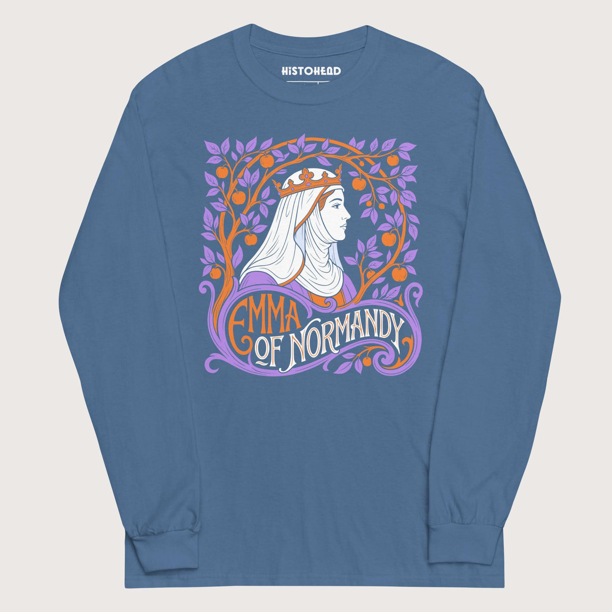 Indigo Blue Emma Of Normandy - Long Sleeve - history buff gift by HistoHead