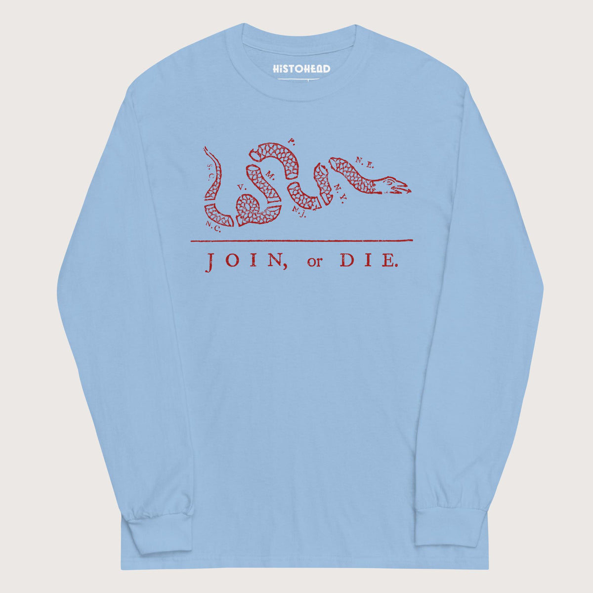 Light Blue Join Or Die - Long Sleeve - history buff gift by HistoHead