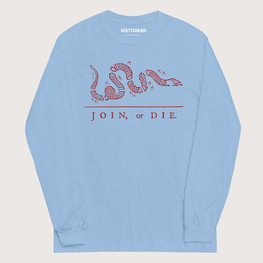 Light Blue Join Or Die - Long Sleeve - history buff gift by HistoHead