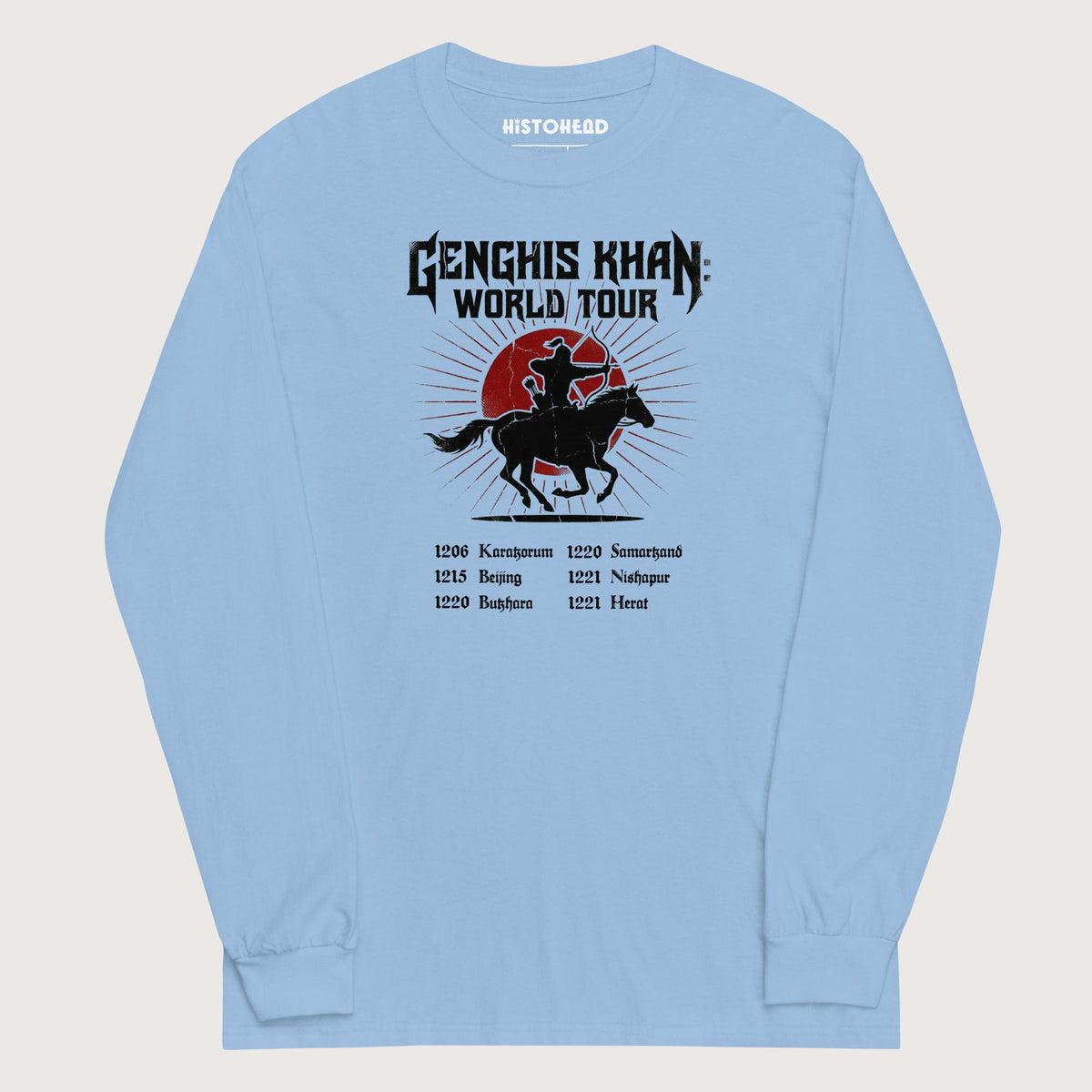 Light Blue Genghis Khan World Tour - Long Sleeve - history buff gift by HistoHead
