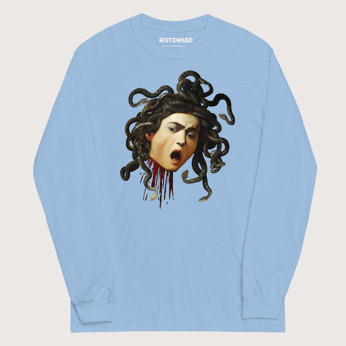 Light Blue Medusa by Caravaggio - Long Sleeve - history buff gift by HistoHead