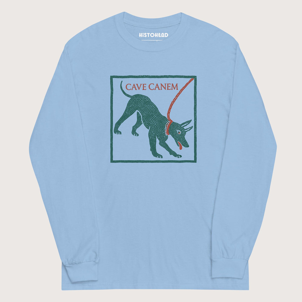 Light Blue Cave Canem Pompeii Mosaic - Long Sleeve - history buff gift by HistoHead