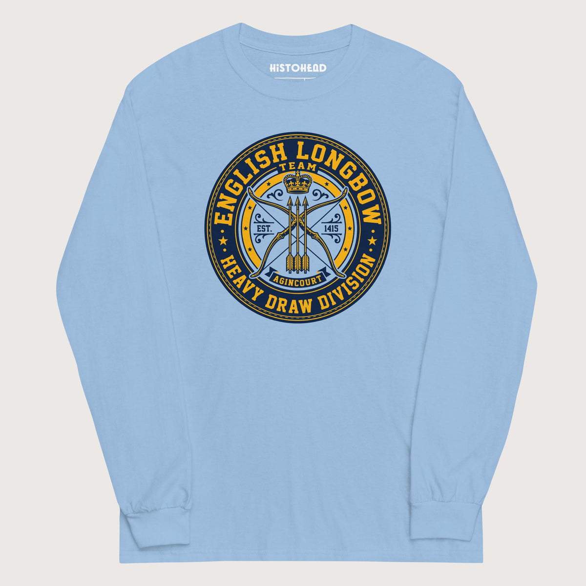 Light Blue English Longbow Heavy Draw Division - Long Sleeve - history buff gift by HistoHead