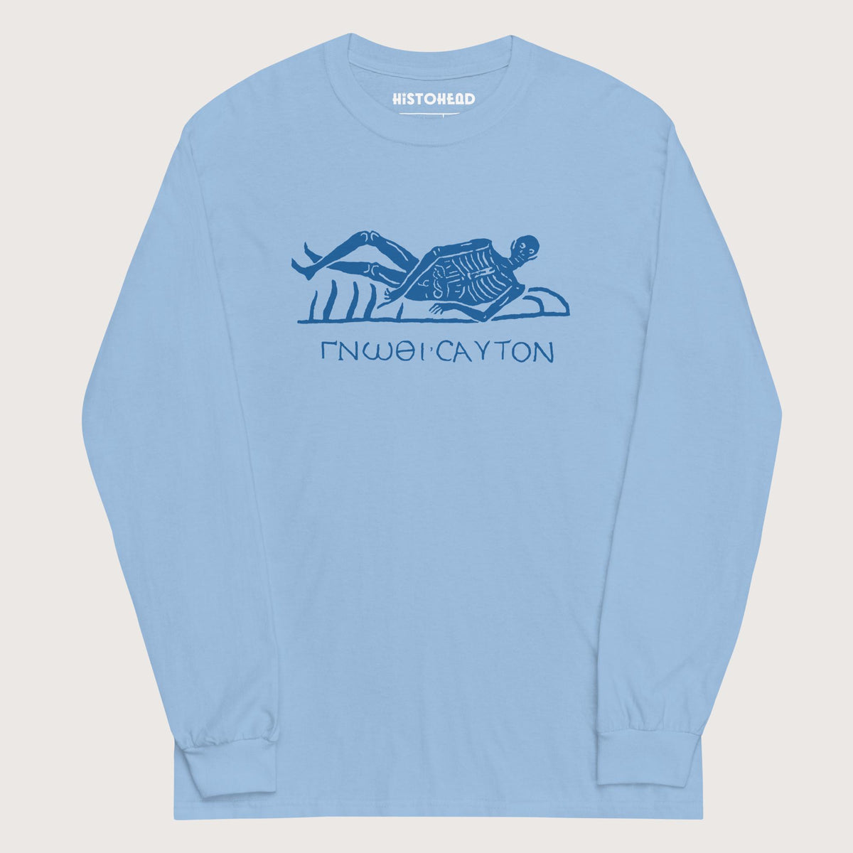 Light Blue Know Thyself Skeleton - Long Sleeve - history buff gift by HistoHead