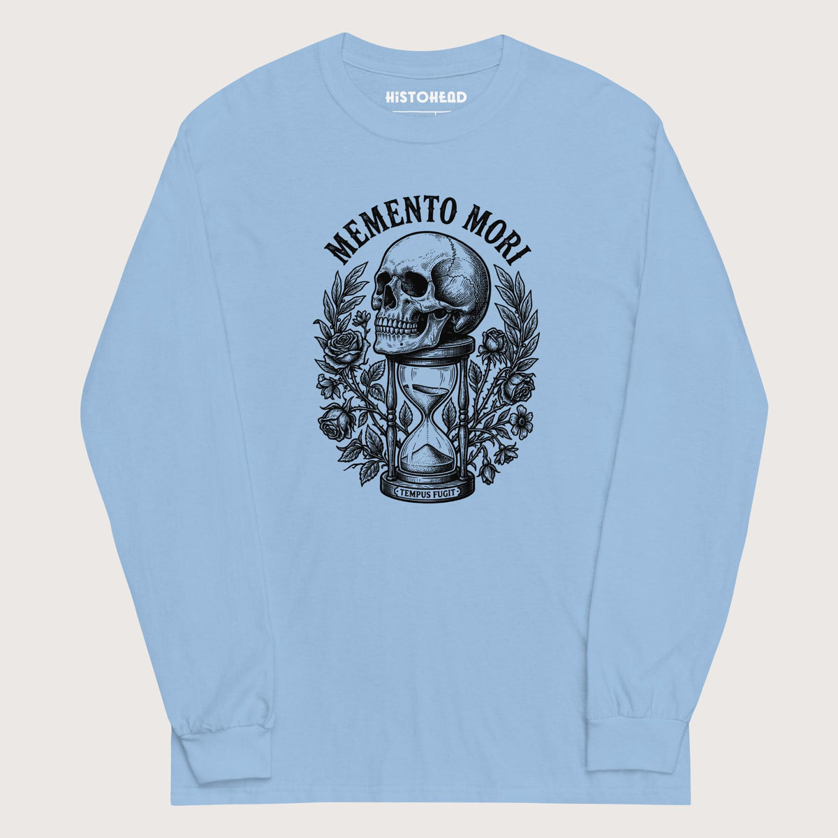 Light Blue Memento Mori Tempus Fugit - Long Sleeve - history buff gift by HistoHead