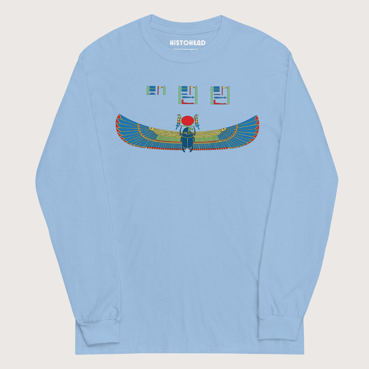 Light Blue Khnum Hieroglyphs - Long Sleeve - history buff gift by HistoHead