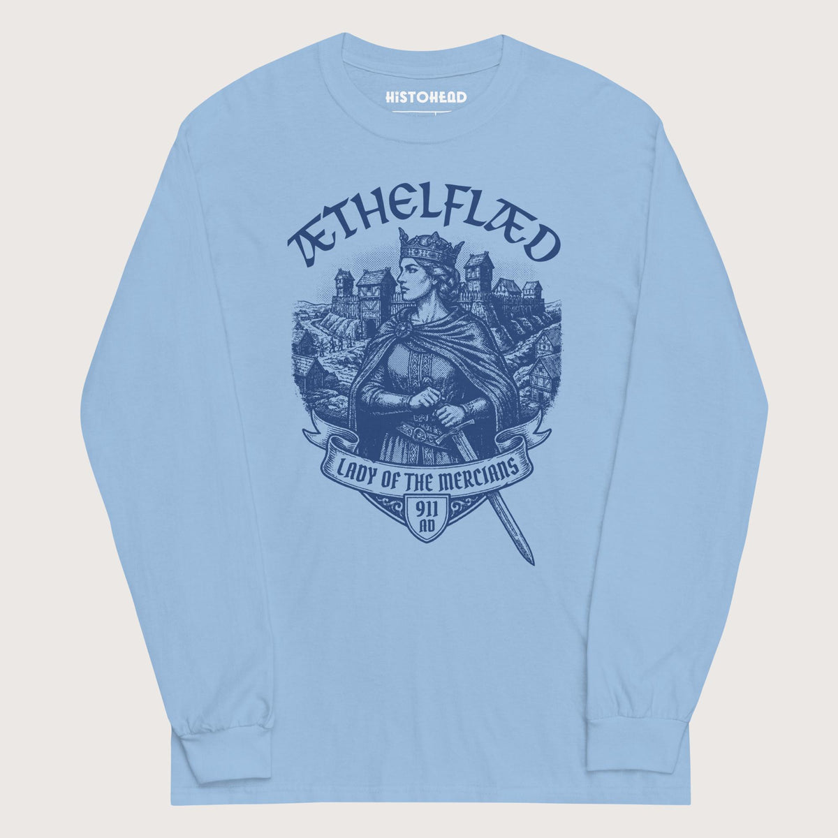 Light Blue Æthelflæd Lady of the Mercians - Long Sleeve - history buff gift by HistoHead