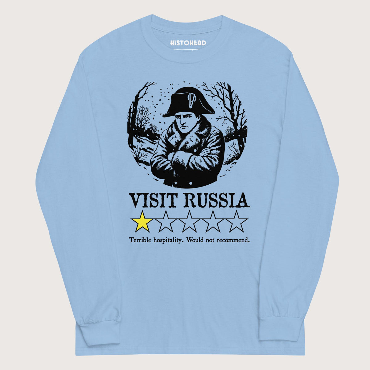 Light Blue Napoleon Visit Russia Review - Long Sleeve - history buff gift by HistoHead