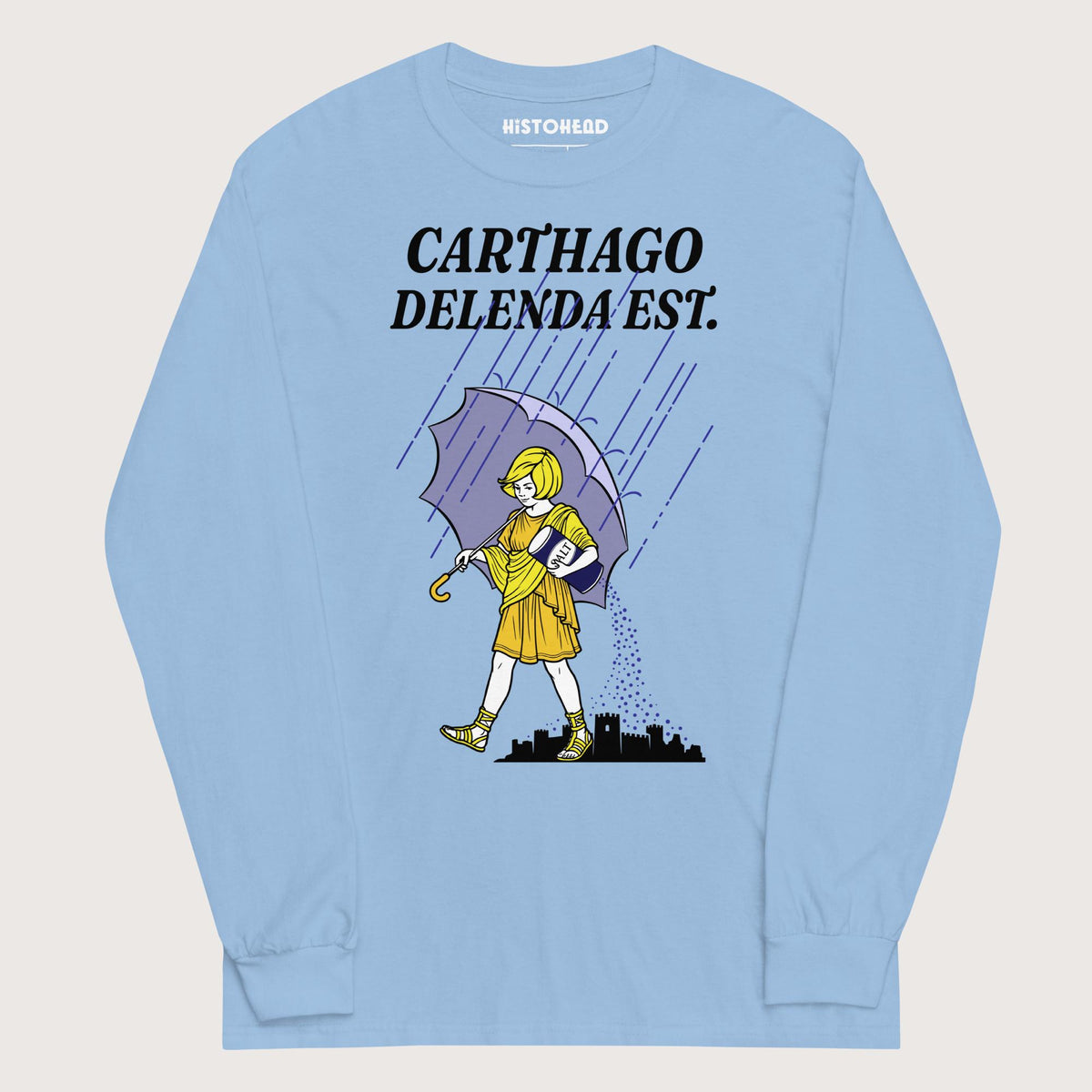 Light Blue Carthago Delenda Est Salt Girl - Long Sleeve - history buff gift by HistoHead