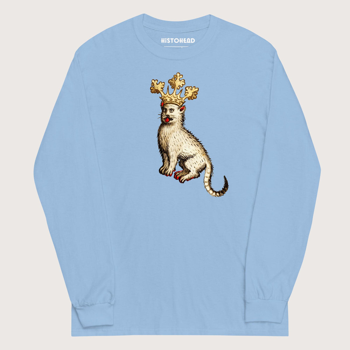 Light Blue Medieval Cat King - Long Sleeve - history buff gift by HistoHead