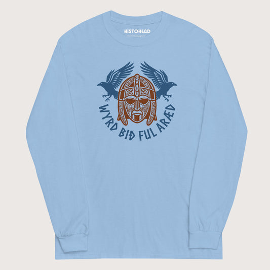Light Blue Wyrd Bið Ful Aræd Sutton Hoo Helmet Edition - Long Sleeve - history buff gift by HistoHead