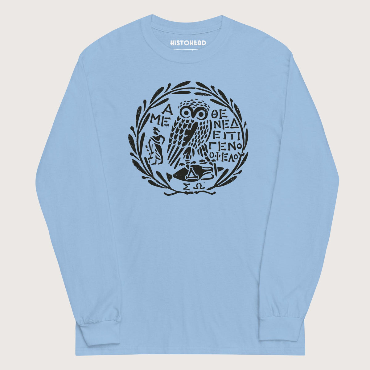 Light Blue Owl of Athena 2 - Long Sleeve - history buff gift by HistoHead