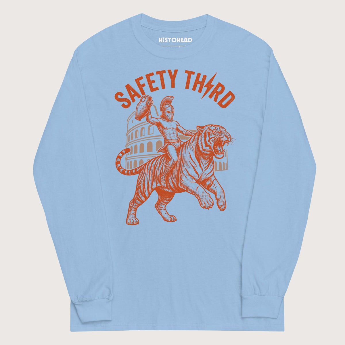 Light Blue Gladiator Safety Third - Long Sleeve - history buff gift by HistoHead