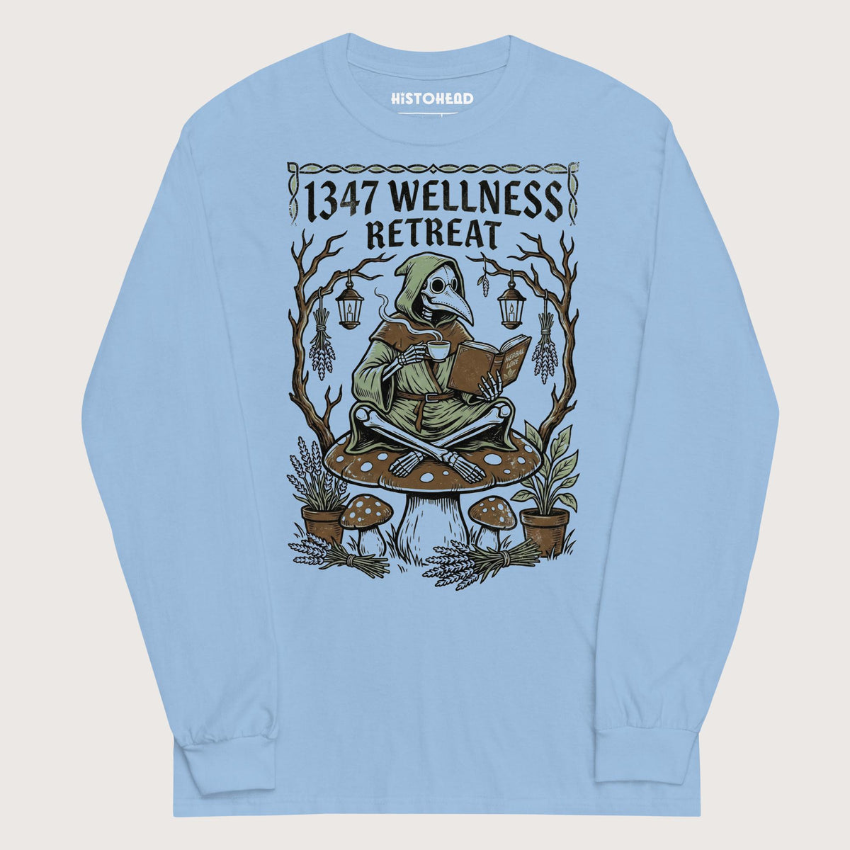 Light Blue Plague Doctor Wellness Retreat - Long Sleeve - history buff gift by HistoHead