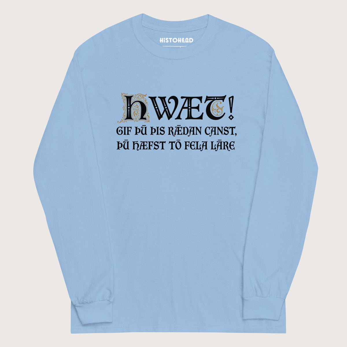Light Blue If You Can Read This You Have Too Much Education in Old English - Long Sleeve - history buff gift by HistoHead