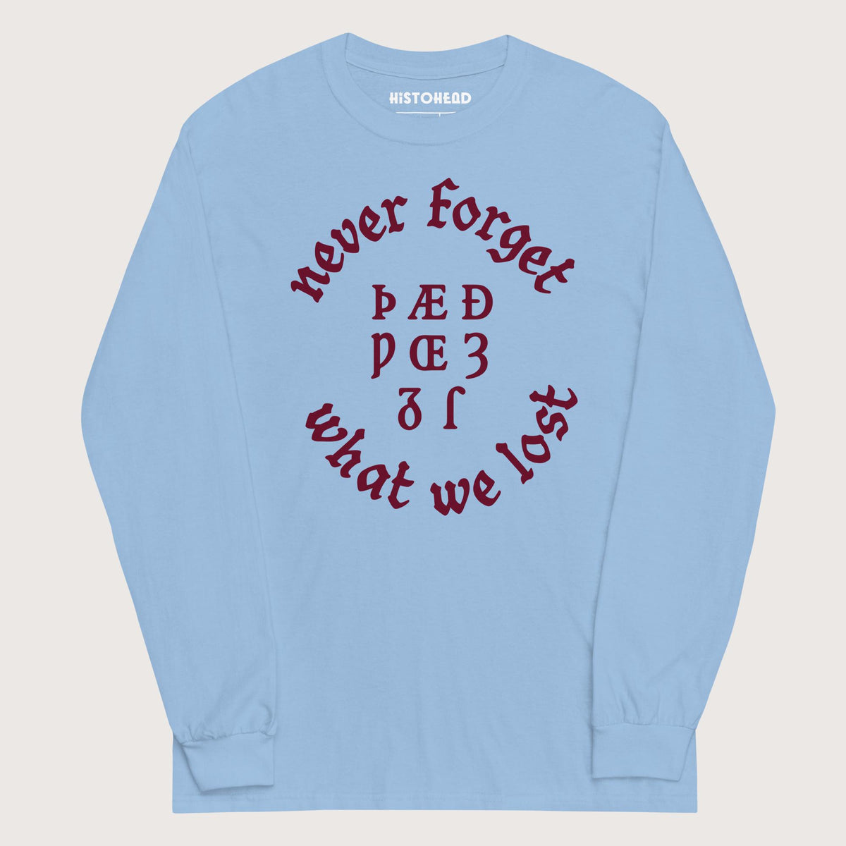 Light Blue Never Forget Lost Letters - Long Sleeve - history buff gift by HistoHead