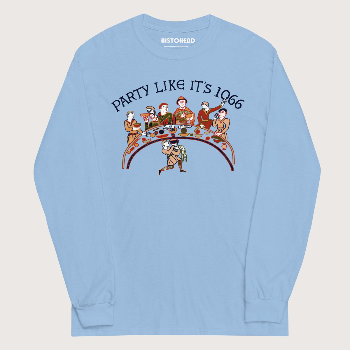 Light Blue Bayeux Tapestry Party Like It's 1066 - Long Sleeve - history buff gift by HistoHead