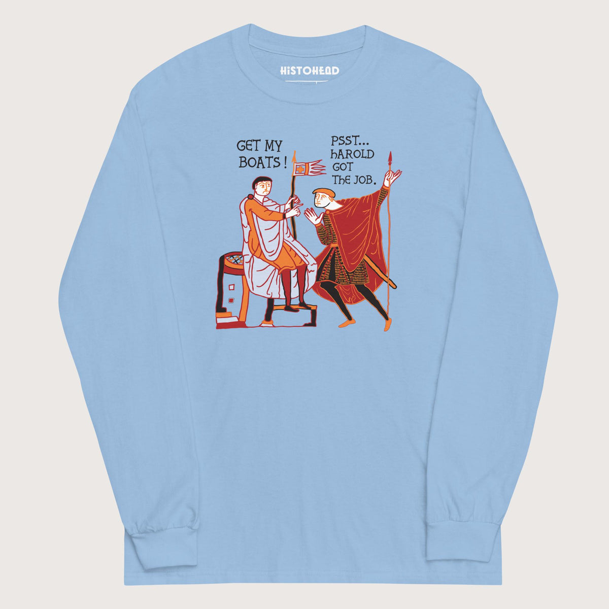 Light Blue Bayeux Tapestry Harold Got the Job - Long Sleeve - history buff gift by HistoHead