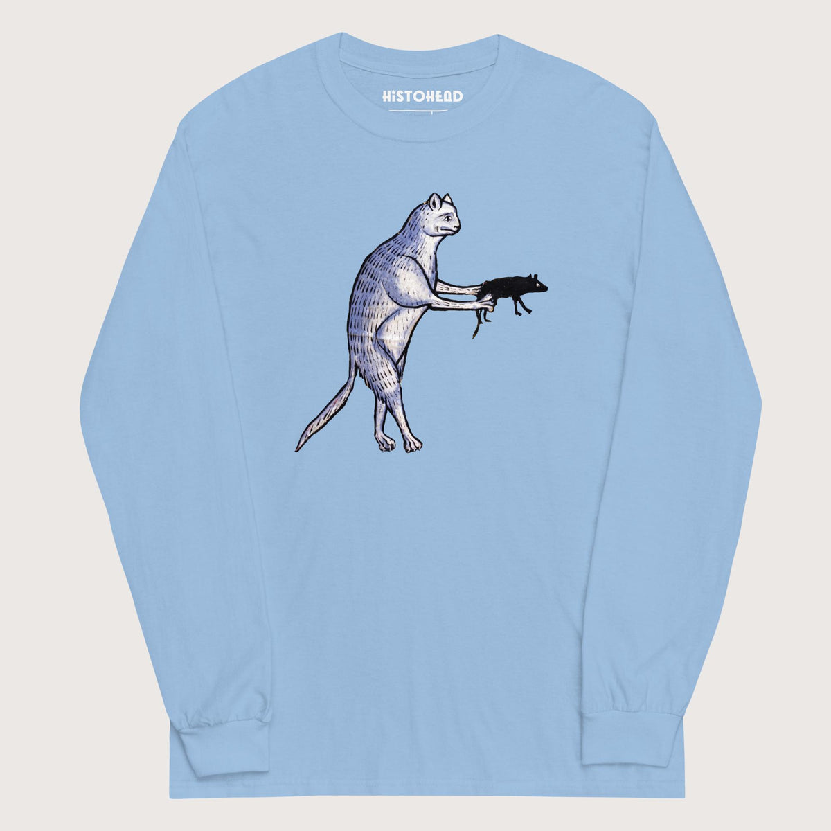 Light Blue Weird Medieval Cat's Mouse-Gun - Long Sleeve - history buff gift by HistoHead