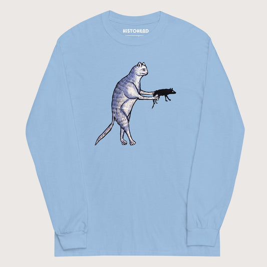 Light Blue Weird Medieval Cat's Mouse-Gun - Long Sleeve - history buff gift by HistoHead