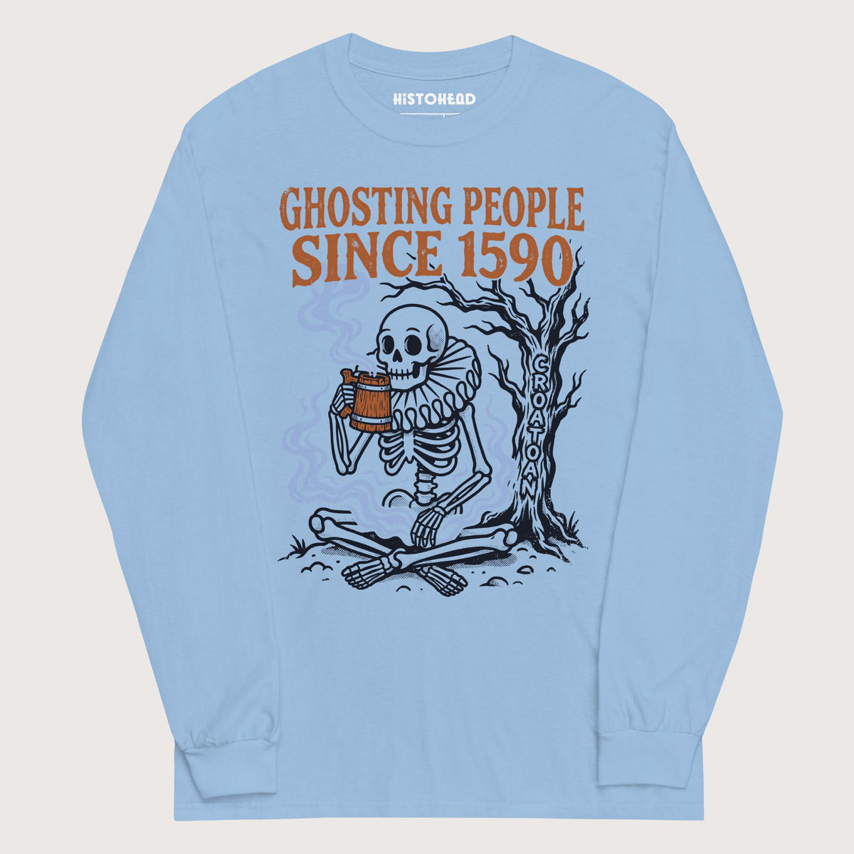 Light Blue Roanoke Colony Ghosting Since 1590 - Long Sleeve - history buff gift by HistoHead