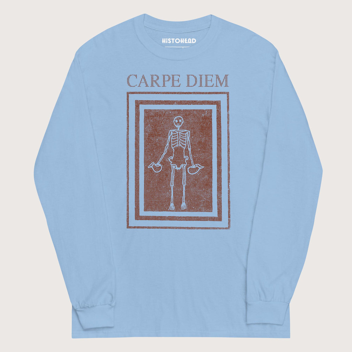 Light Blue Carpe Diem Skeleton - Long Sleeve - history buff gift by HistoHead