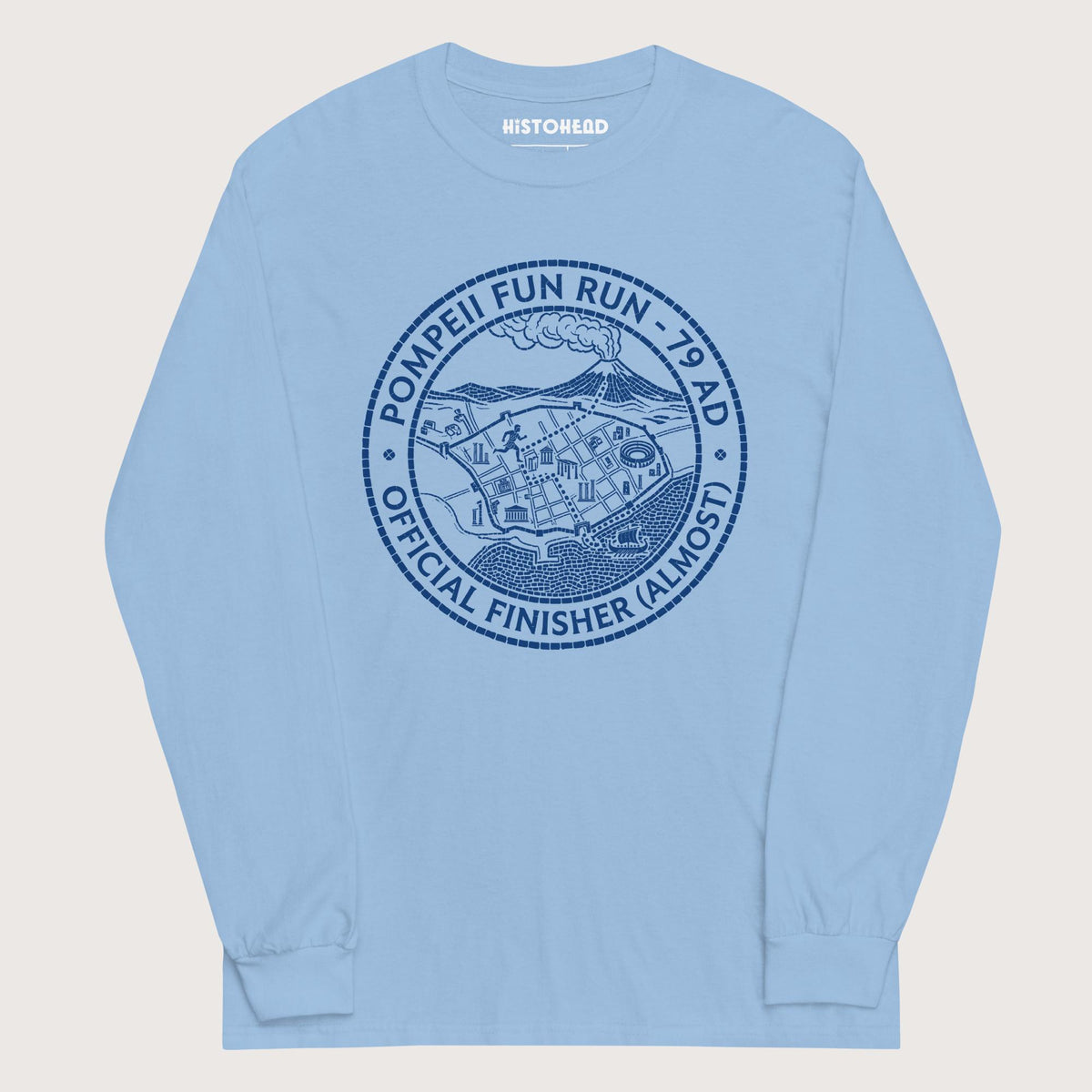 Light Blue Pompeii Fun Run Official Finisher - Long Sleeve - history buff gift by HistoHead