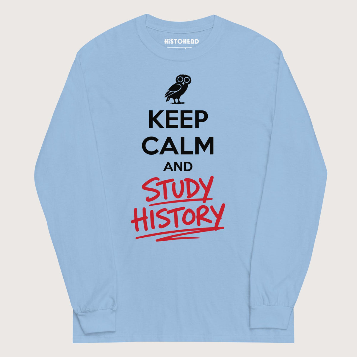 Light Blue Keep Calm and Study History - Long Sleeve - history buff gift by HistoHead