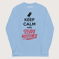 Light Blue Keep Calm and Study History - Long Sleeve - history buff gift by HistoHead
