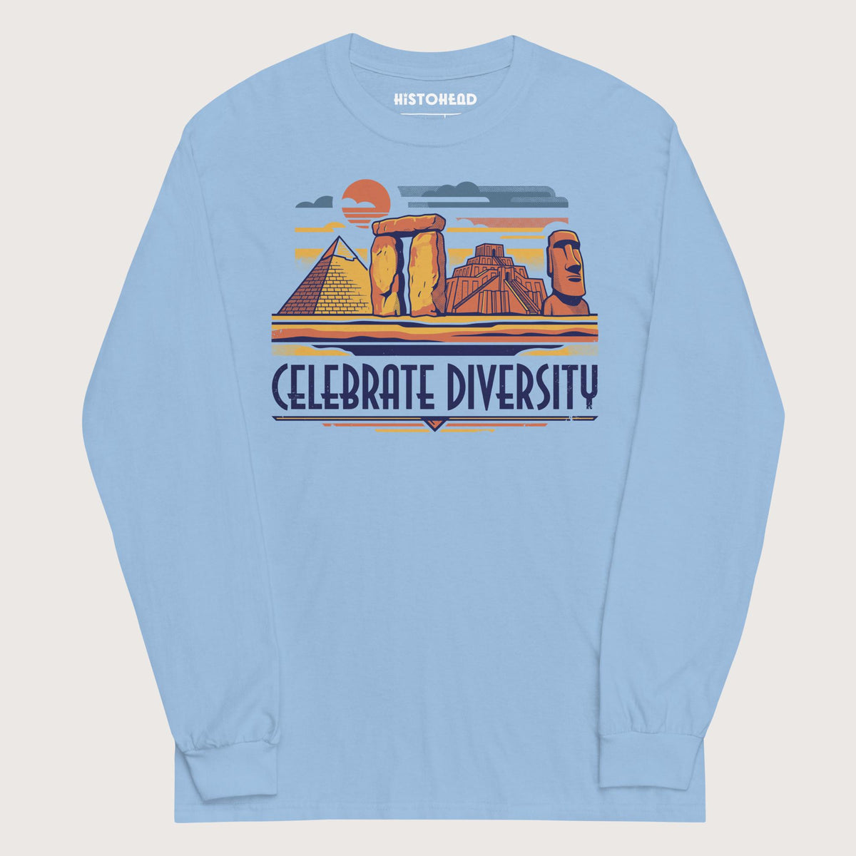 Light Blue Celebrate Diversity Stone Wonders - Long Sleeve - history buff gift by HistoHead