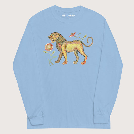 Light Blue Ancient Roman Mosaic Lion - Long Sleeve - history buff gift by HistoHead