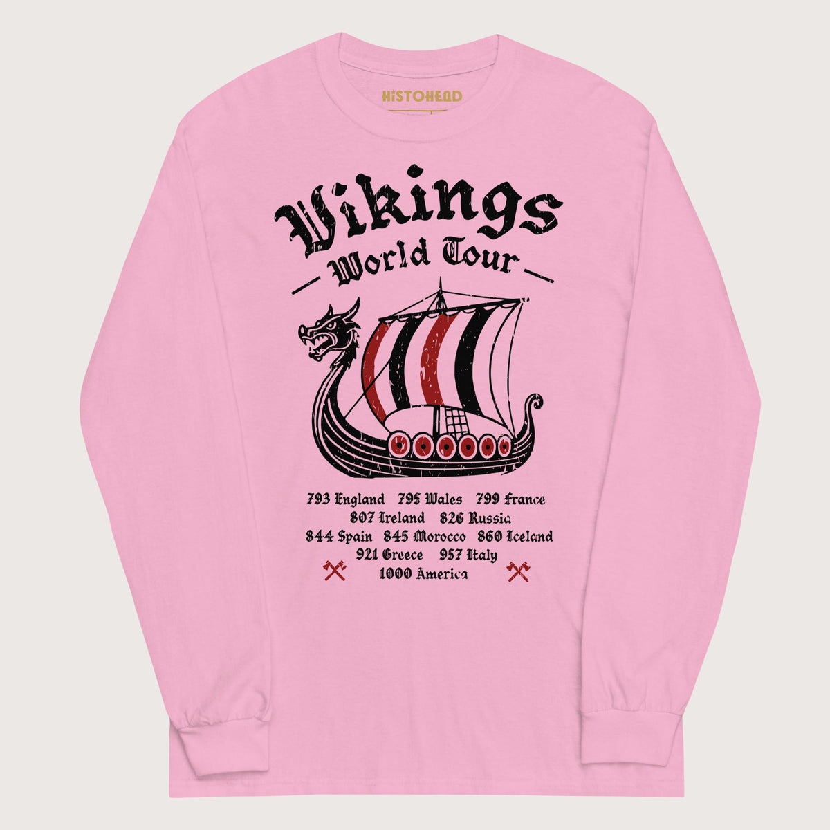 Light Pink Vikings World Tour - Long Sleeve - history buff gift by HistoHead