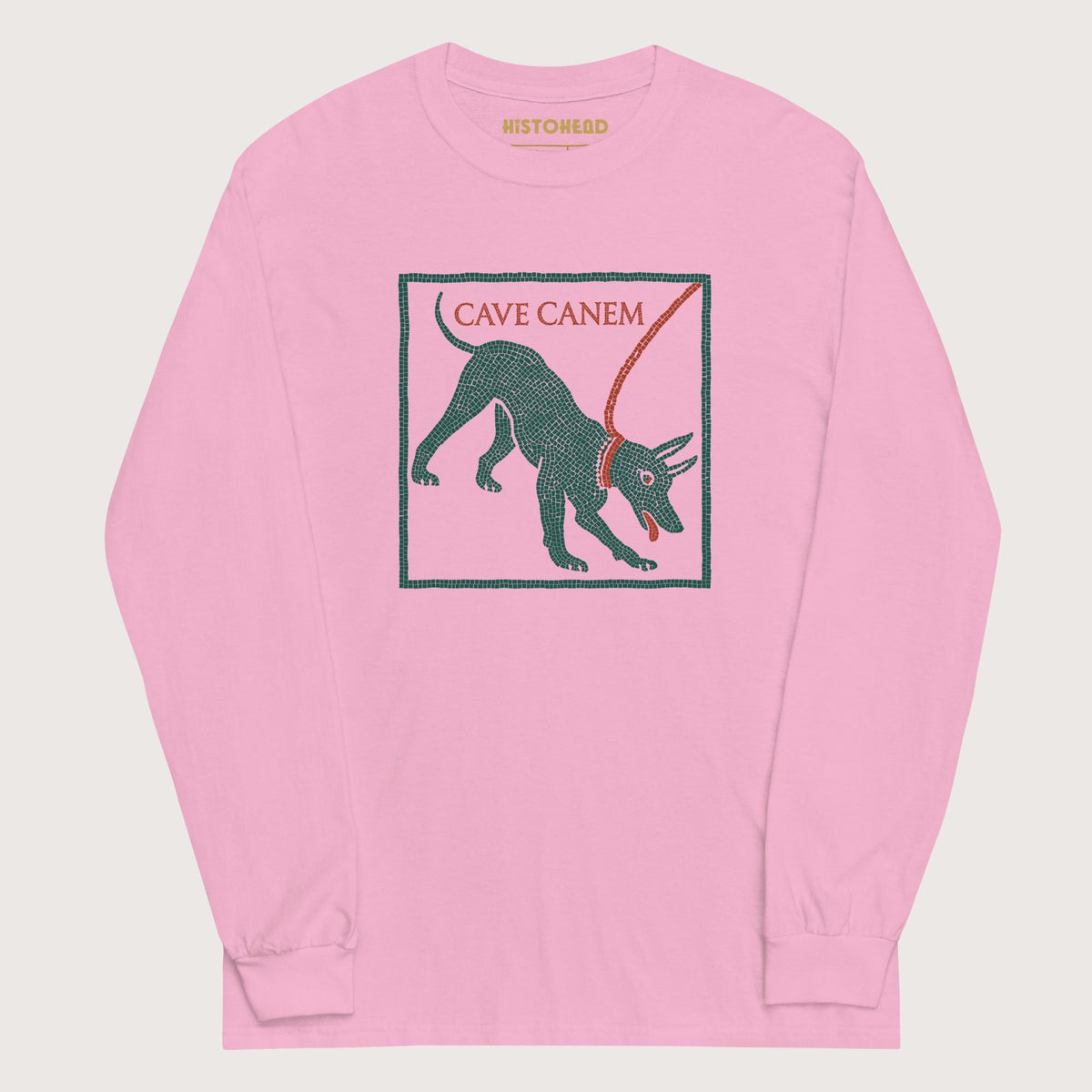 Light Pink Cave Canem Pompeii Mosaic - Long Sleeve - history buff gift by HistoHead