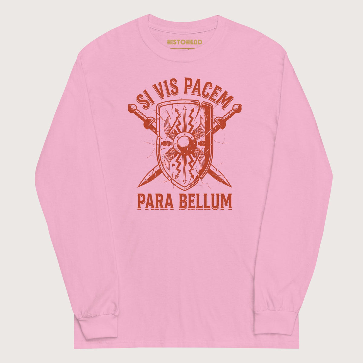 Light Pink Si Vis Pacem Para Bellum Scutum - Long Sleeve - history buff gift by HistoHead