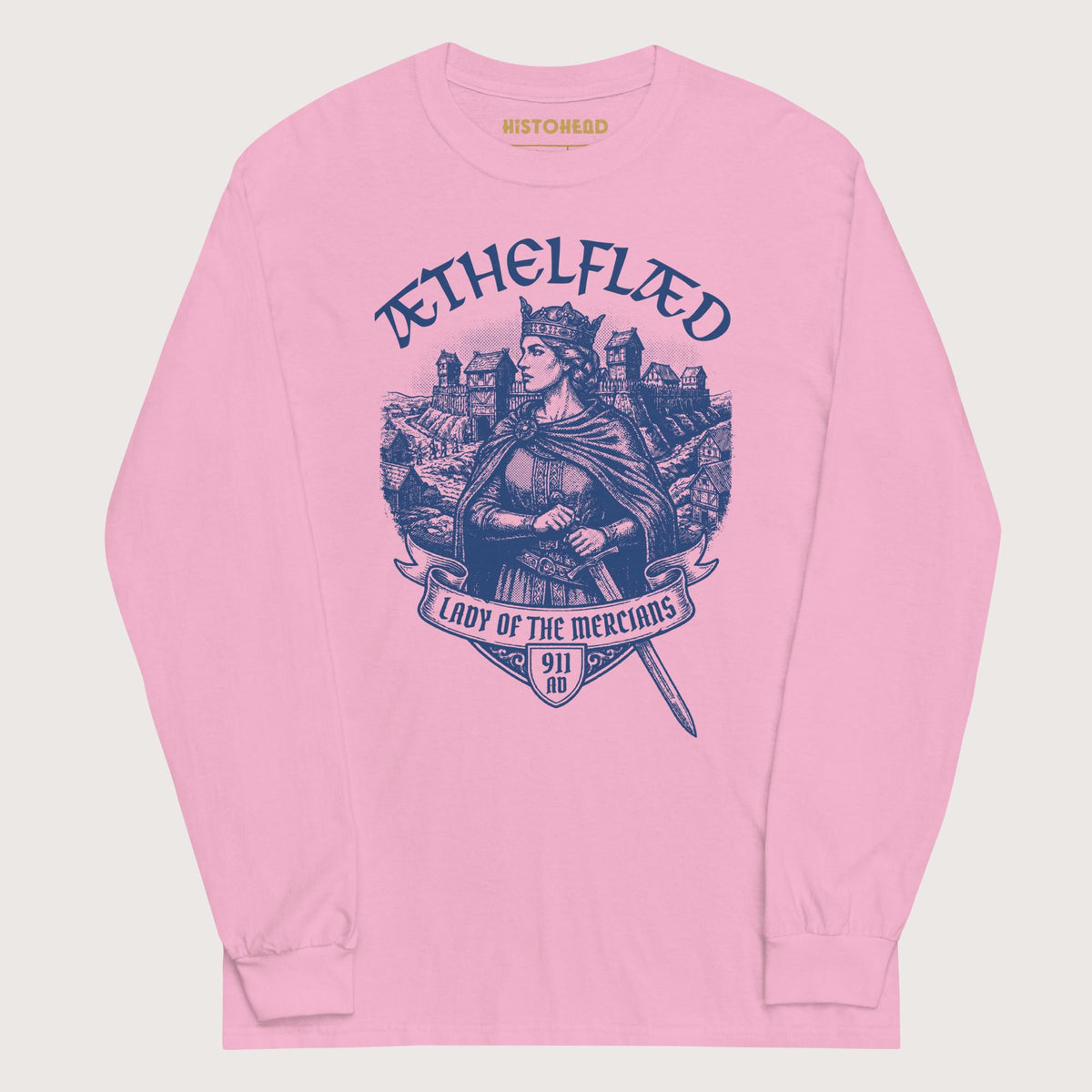 Light Pink Æthelflæd Lady of the Mercians - Long Sleeve - history buff gift by HistoHead