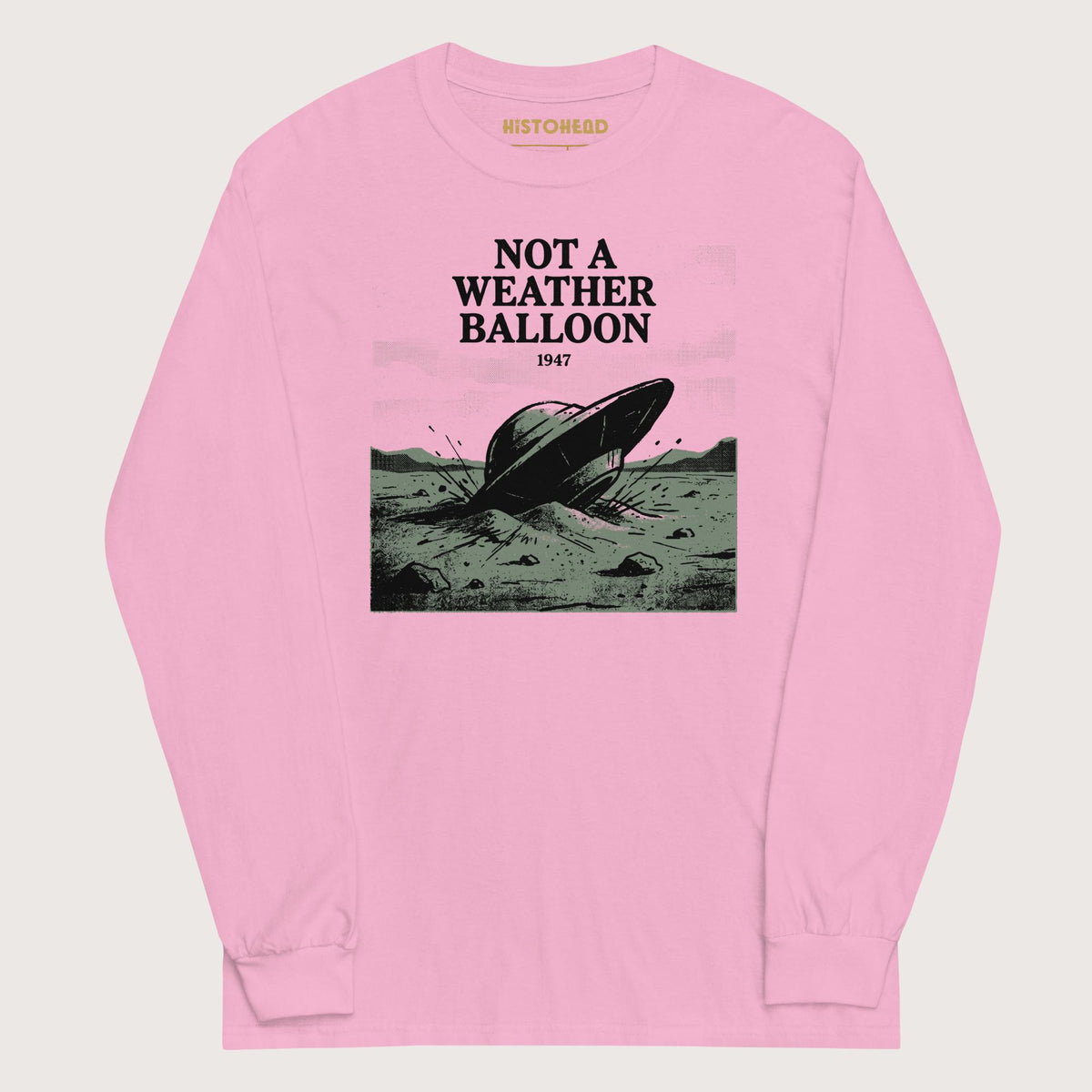 Light Pink Roswell Weather Balloon - Long Sleeve - history buff gift by HistoHead