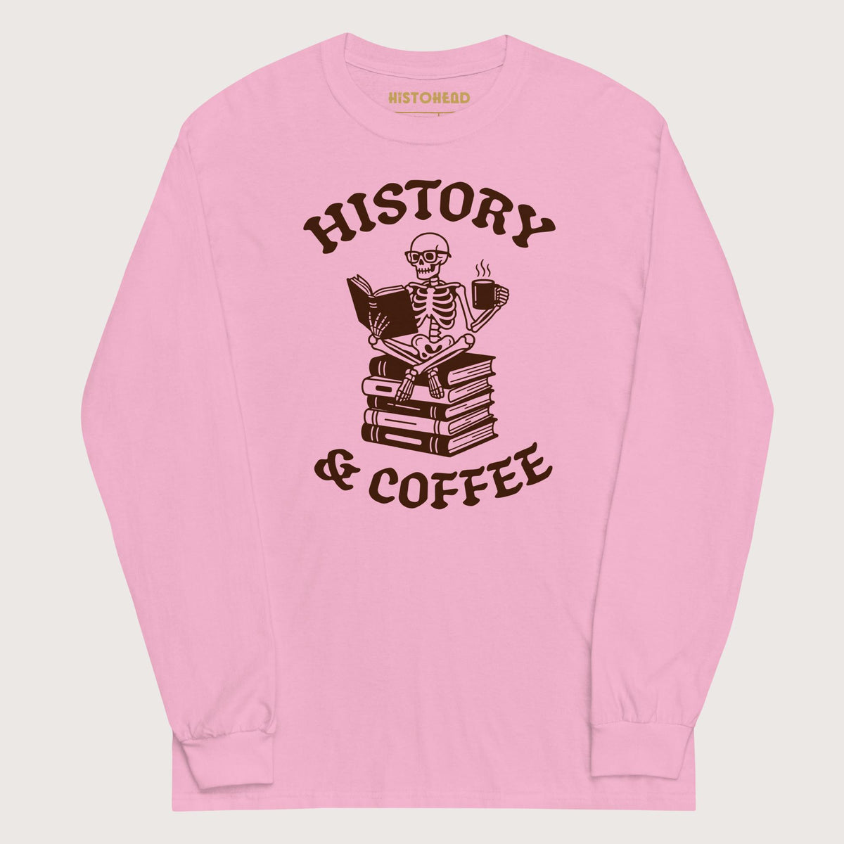 Light Pink History & Coffee - Long Sleeve - history buff gift by HistoHead