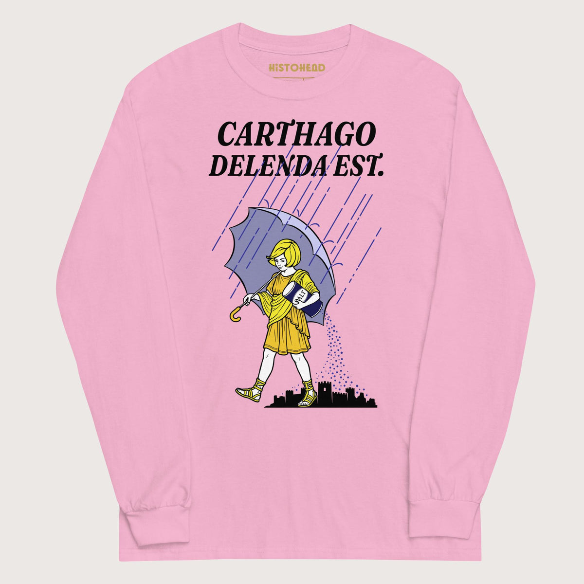 Light Pink Carthago Delenda Est Salt Girl - Long Sleeve - history buff gift by HistoHead