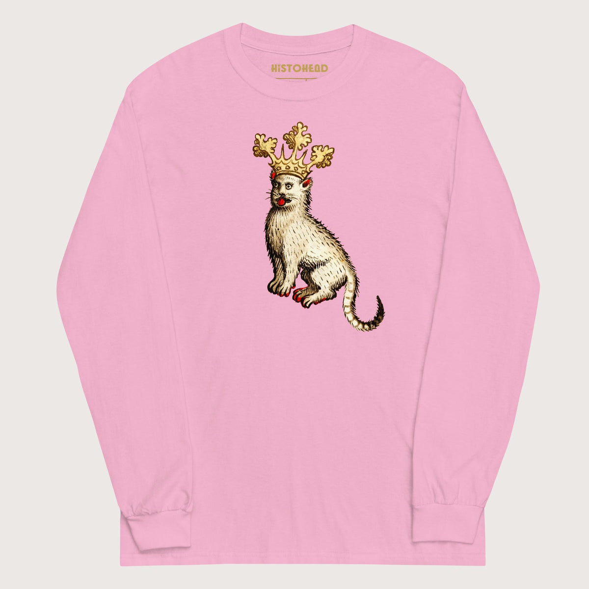 Light Pink Medieval Cat King - Long Sleeve - history buff gift by HistoHead