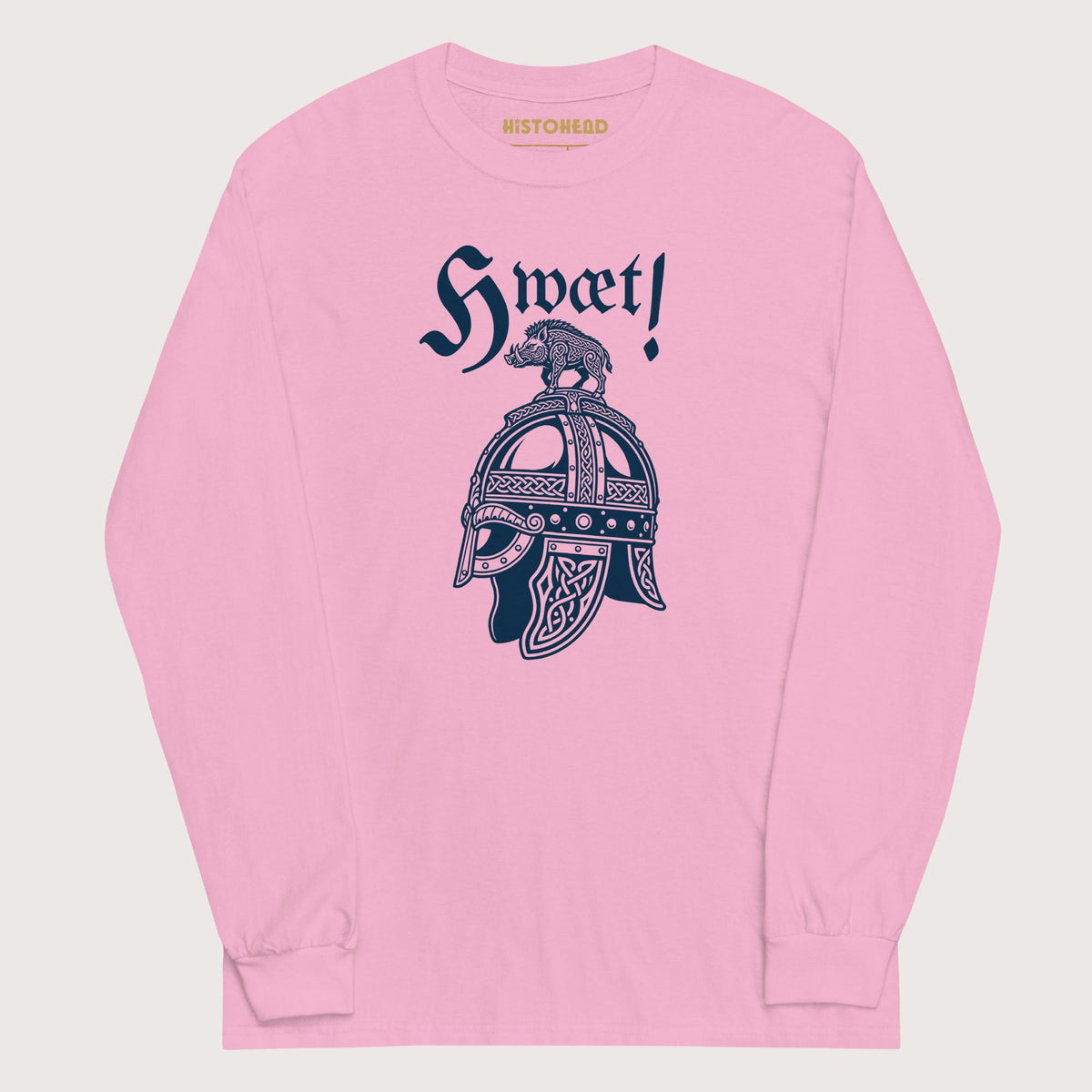 Light Pink Hwæt Boar-Crested Helmet - Long Sleeve - history buff gift by HistoHead