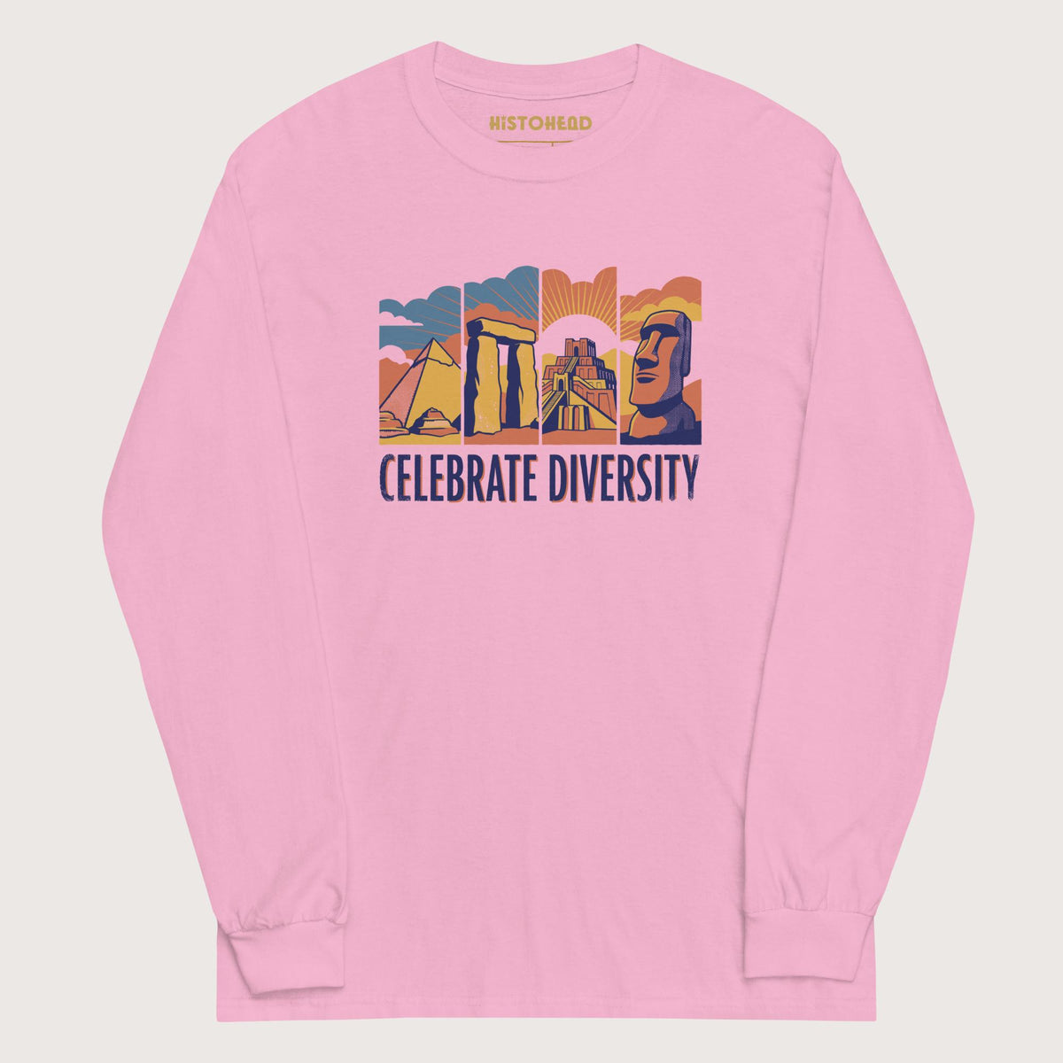 Light Pink Celebrate Diversity Stone Wonders Edition - Long Sleeve - history buff gift by HistoHead