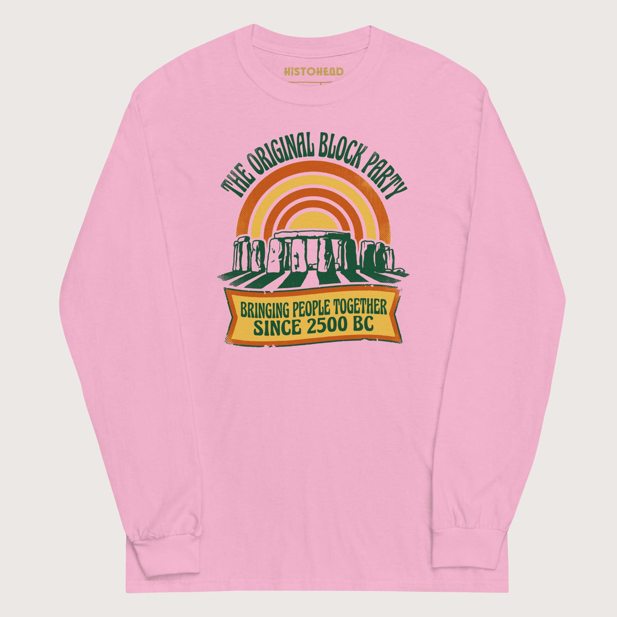 Light Pink Stonehenge Block Party - Long Sleeve - history buff gift by HistoHead