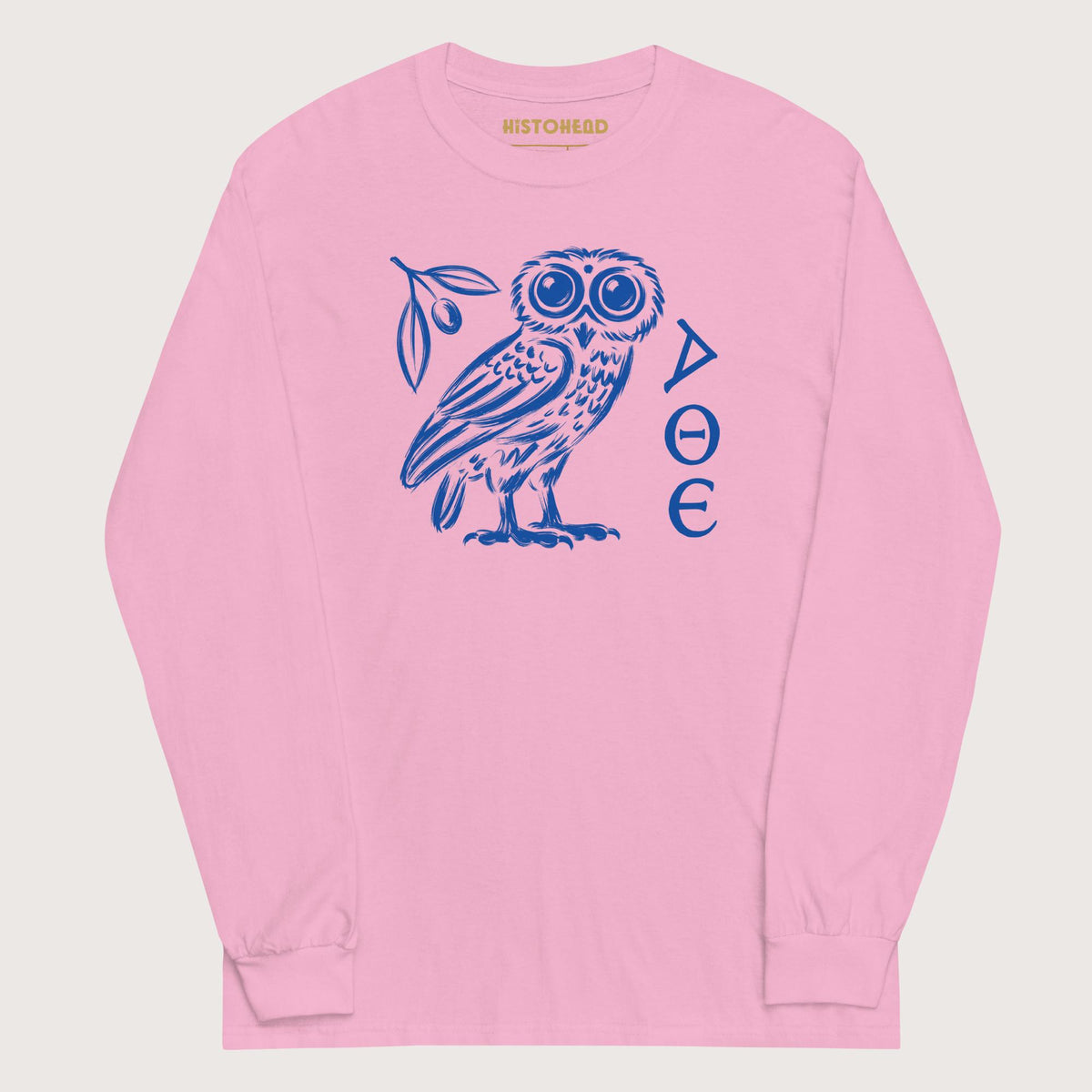 Light Pink Owl of Athena - Long Sleeve - history buff gift by HistoHead
