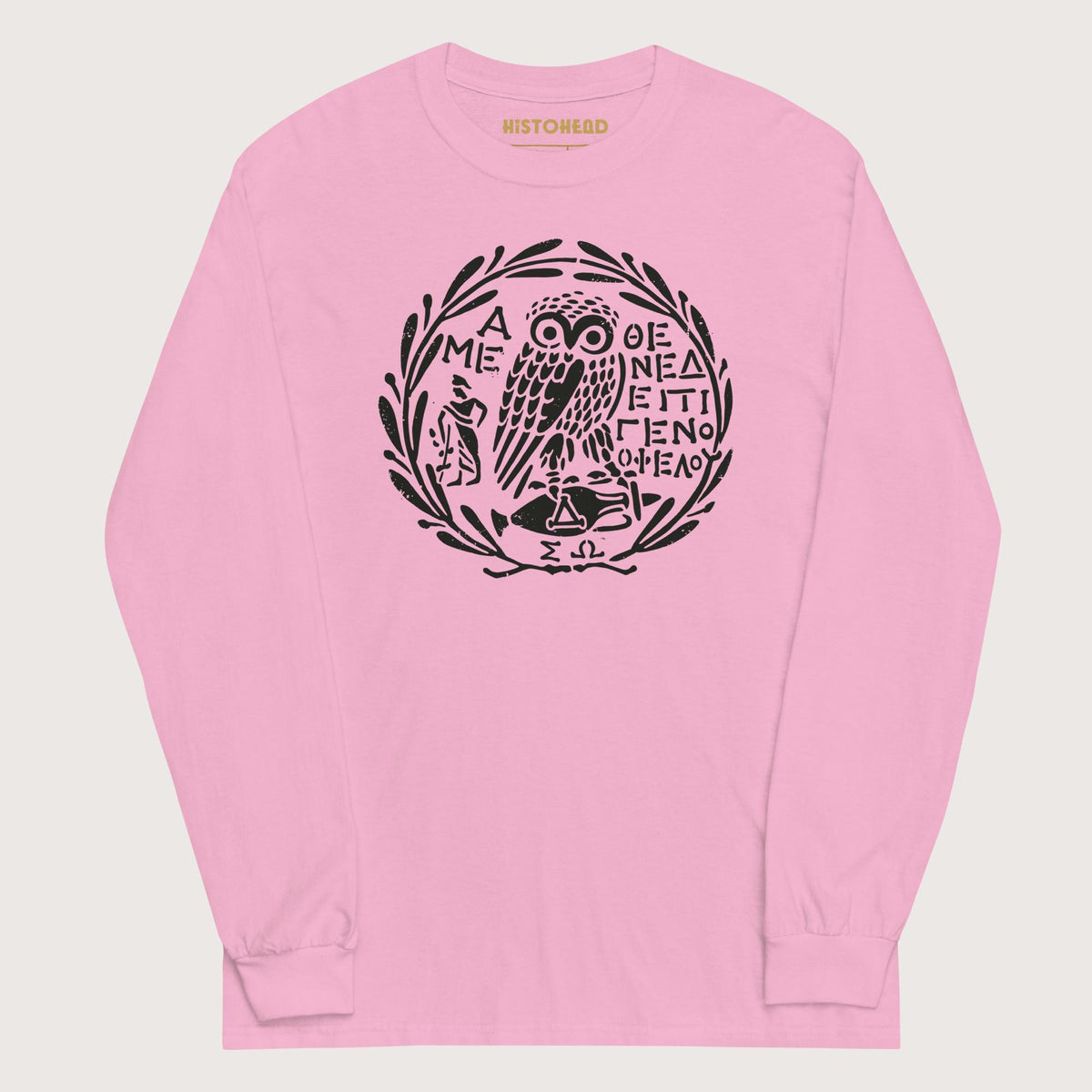 Light Pink Owl of Athena 2 - Long Sleeve - history buff gift by HistoHead