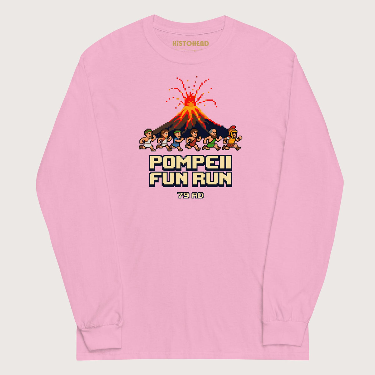 Light Pink Pompeii Fun Run Pixel Art - Long Sleeve - history buff gift by HistoHead