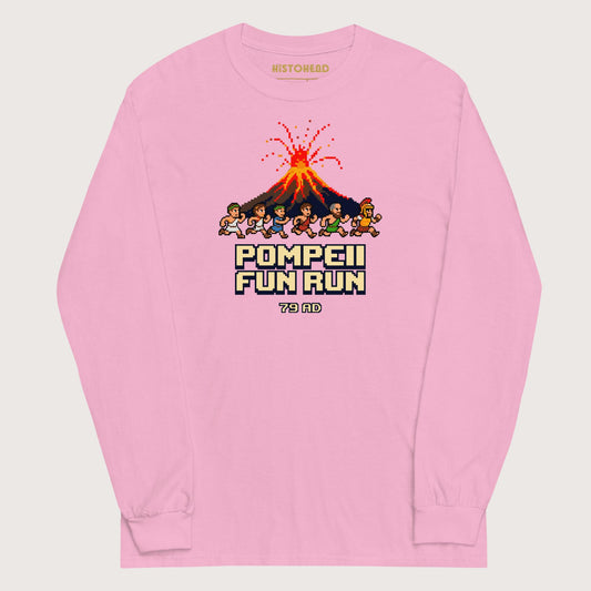 Light Pink Pompeii Fun Run Pixel Art - Long Sleeve - history buff gift by HistoHead